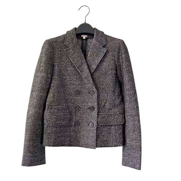 Women's J Crew Thandie Gray Marbled Double-Breasted Wool Blend Blazer Sz. 0 - Picture 5 of 13